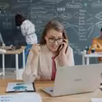 Woman celebrating success while on a business call